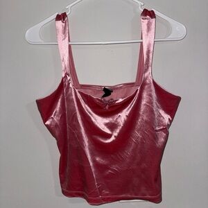 Wild Fable Pink Velour Cropped Tank Top - Size S - Sparkle Bow Coquette Y2K